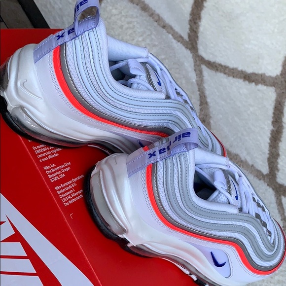 NIKE W AIR MAX 97 ESS WHITE/RACER BLUE-FLASH CRIMS - Picture 11 of 16